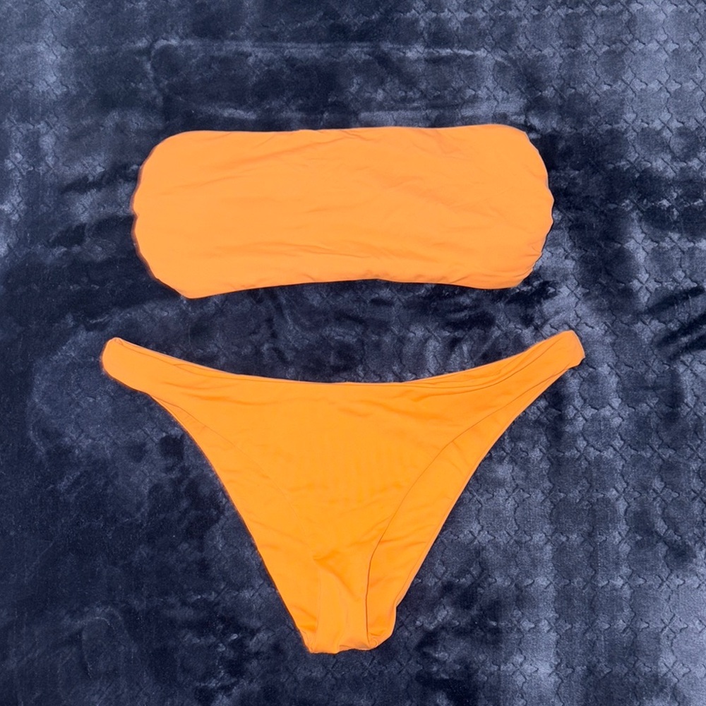 Dippin Daisy’s Orange Bandeau Bikini Set